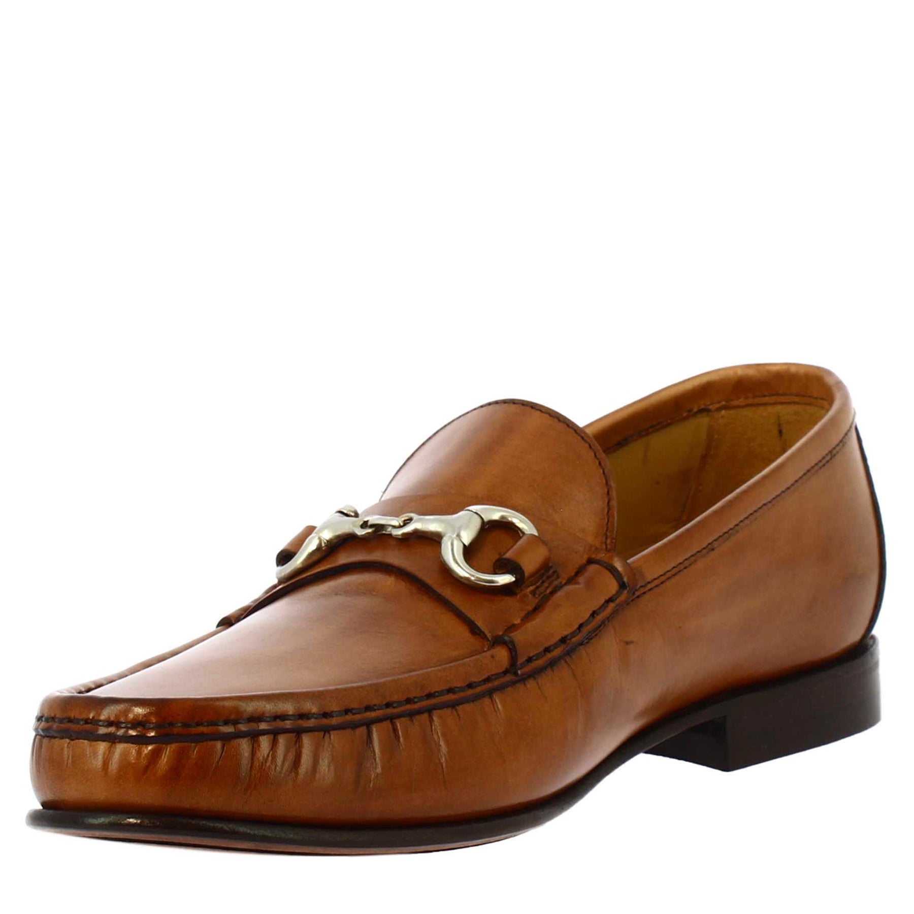 Handmade men's loafers in brown calf <tc>LEATHER</tc>