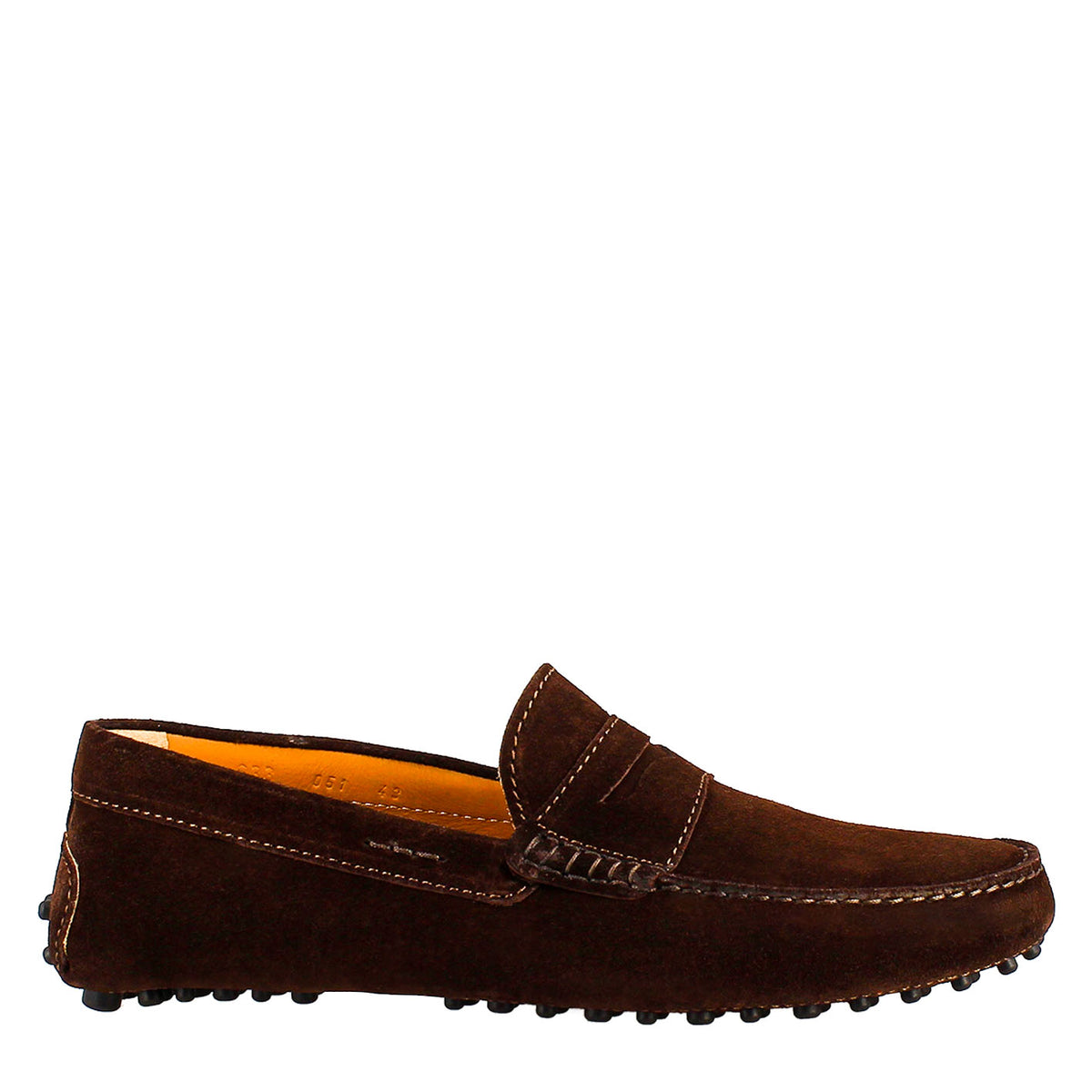 Mocassin homme en daim doublé marron foncé