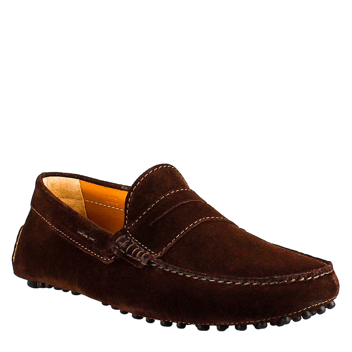 Mocassin homme en daim doublé marron foncé