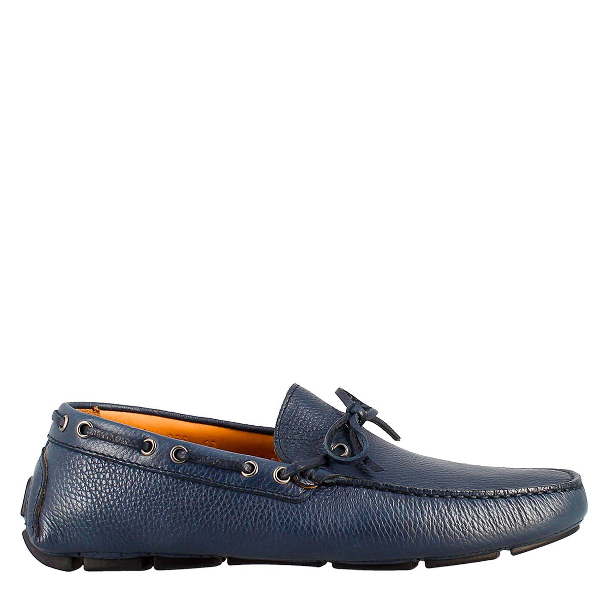 Mocassin tubulaire à lacets pour homme en cuir bleu