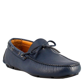 Mocassin tubulaire à lacets pour homme en cuir bleu