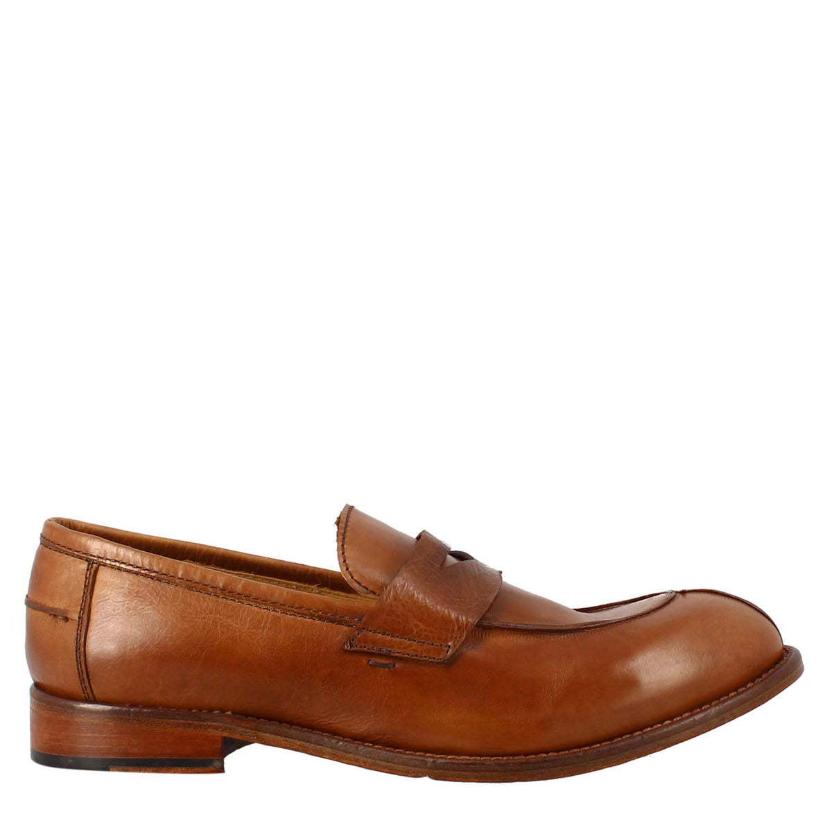 Mocassin homme élégant vintage beige en cuir lisse 