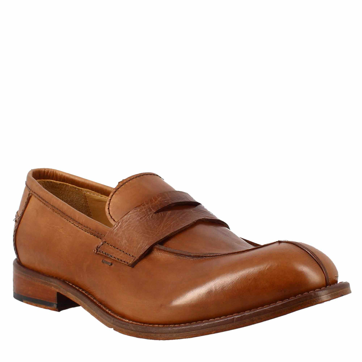 Mocassin homme élégant vintage beige en cuir lisse 