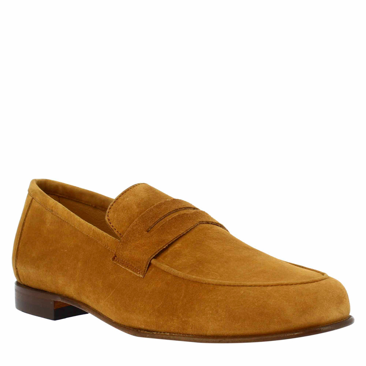 Mocassini slip-on da uomo fatti a mano in pelle di camoscio marrone