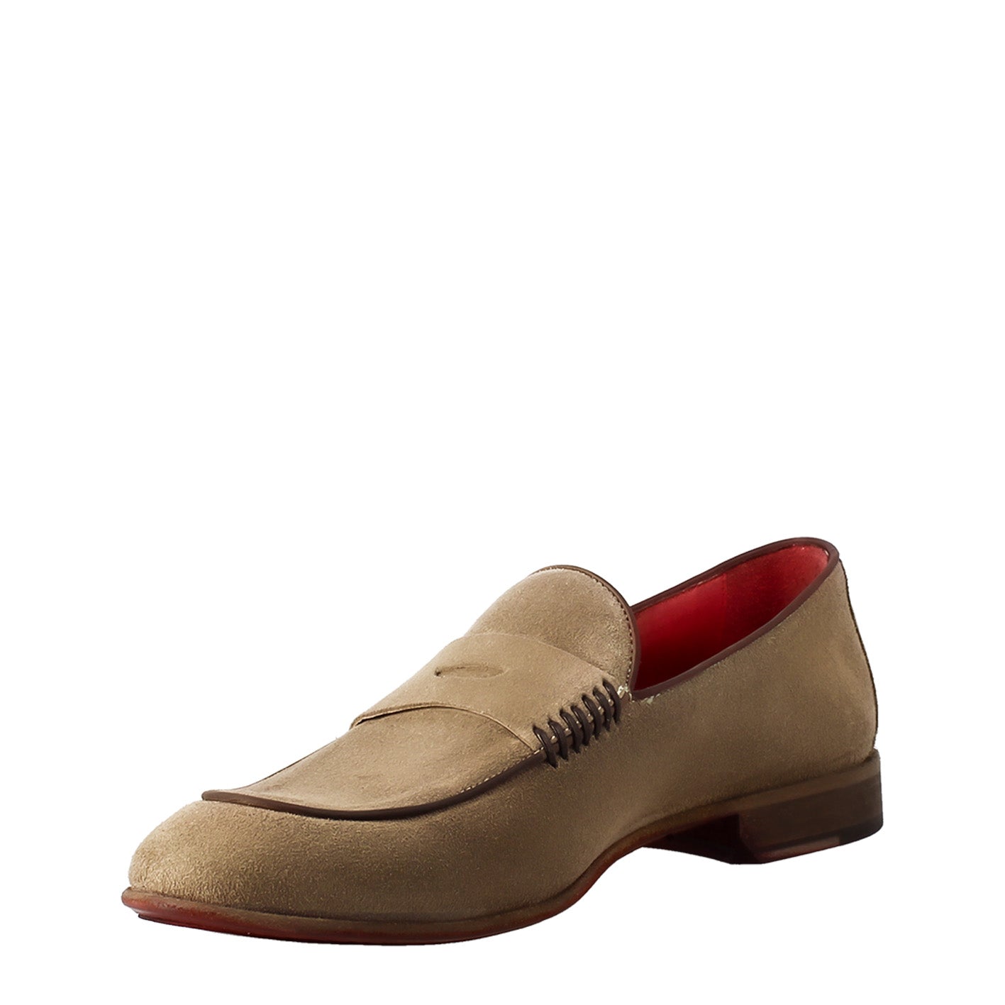 Elegant gray men's moccasin in suede leather