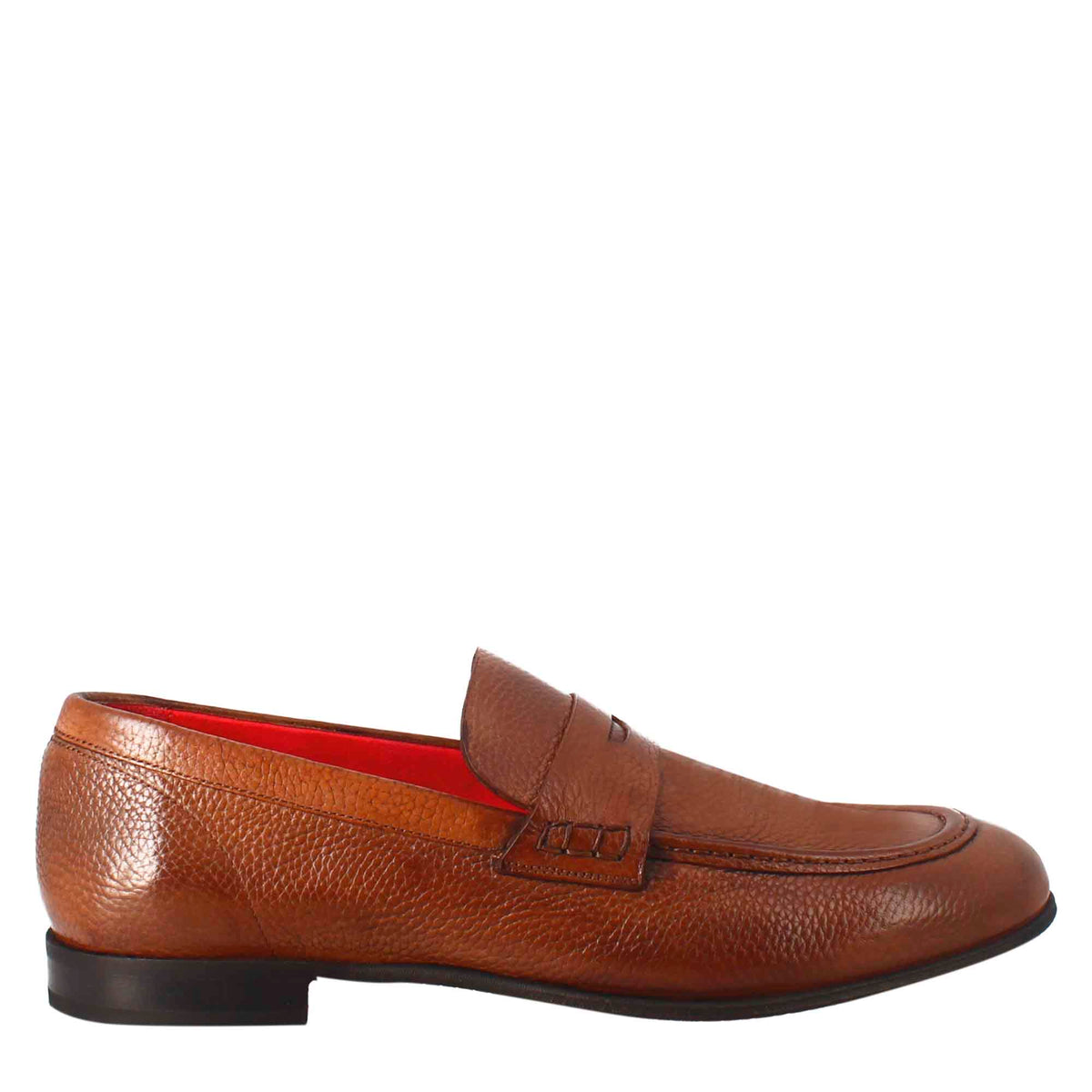 Elegant men's brandy brown moccasin in leather 