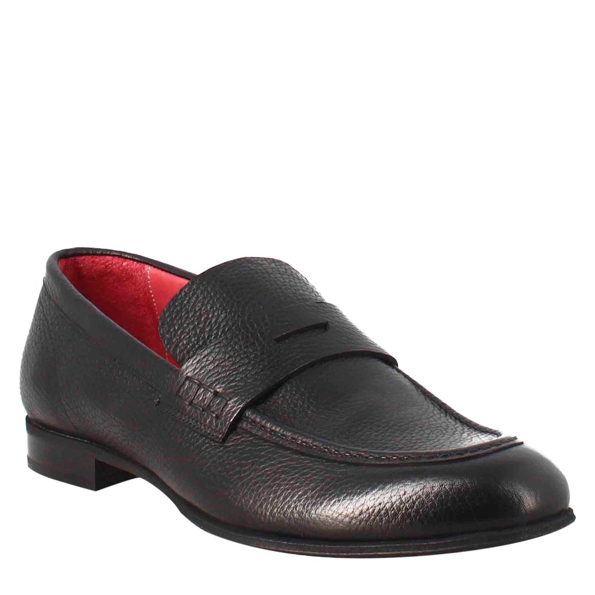 Elegant black moccasin for men in leather 