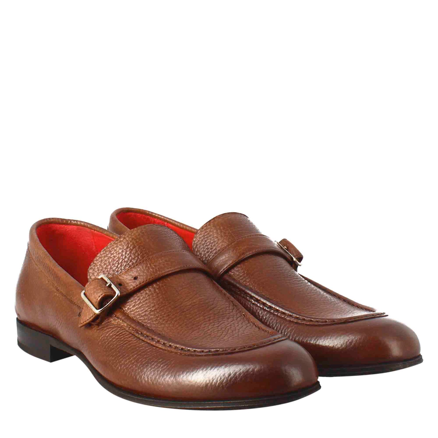 Elegant brown moccasin for men in leather 