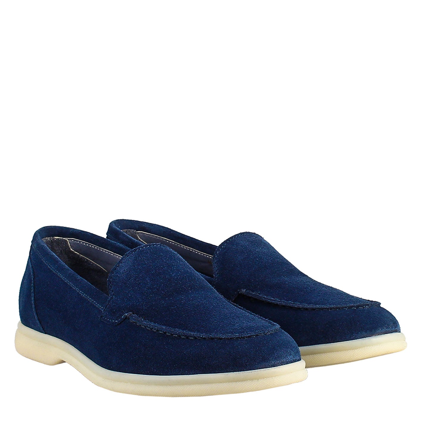 Women's flexible moccasin in blue suede leather