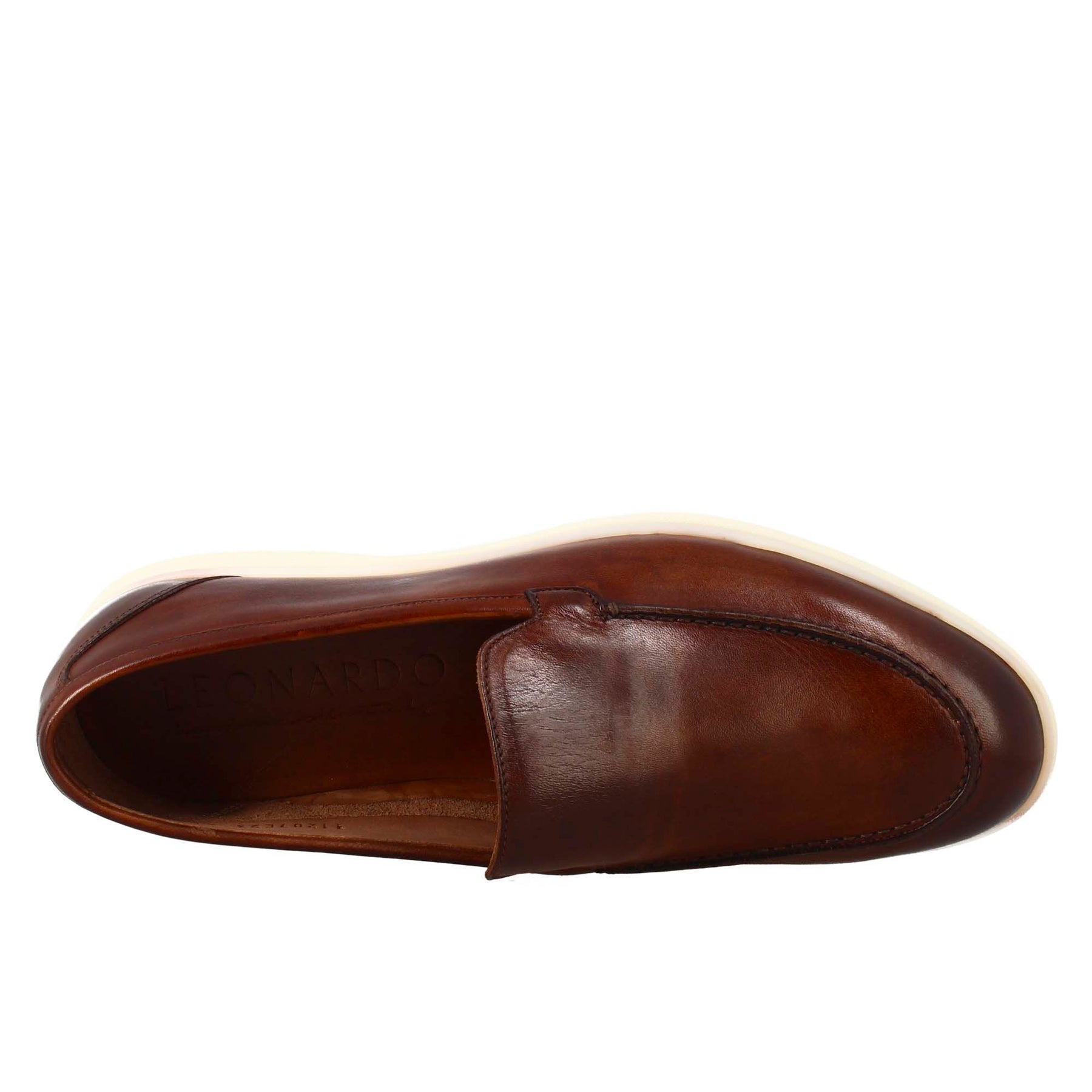 Elegant brown unlined moccasin for men in full grain leather
