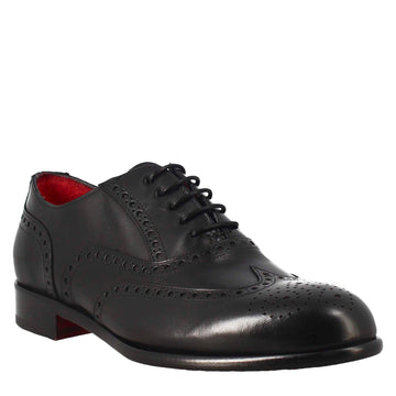 Oxford brogue nero elegante da uomo in pelle - LeonardoShoes
