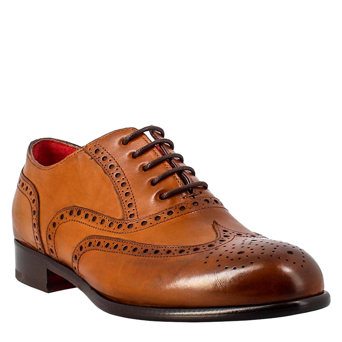 Men's elegant brown leather oxford brogue