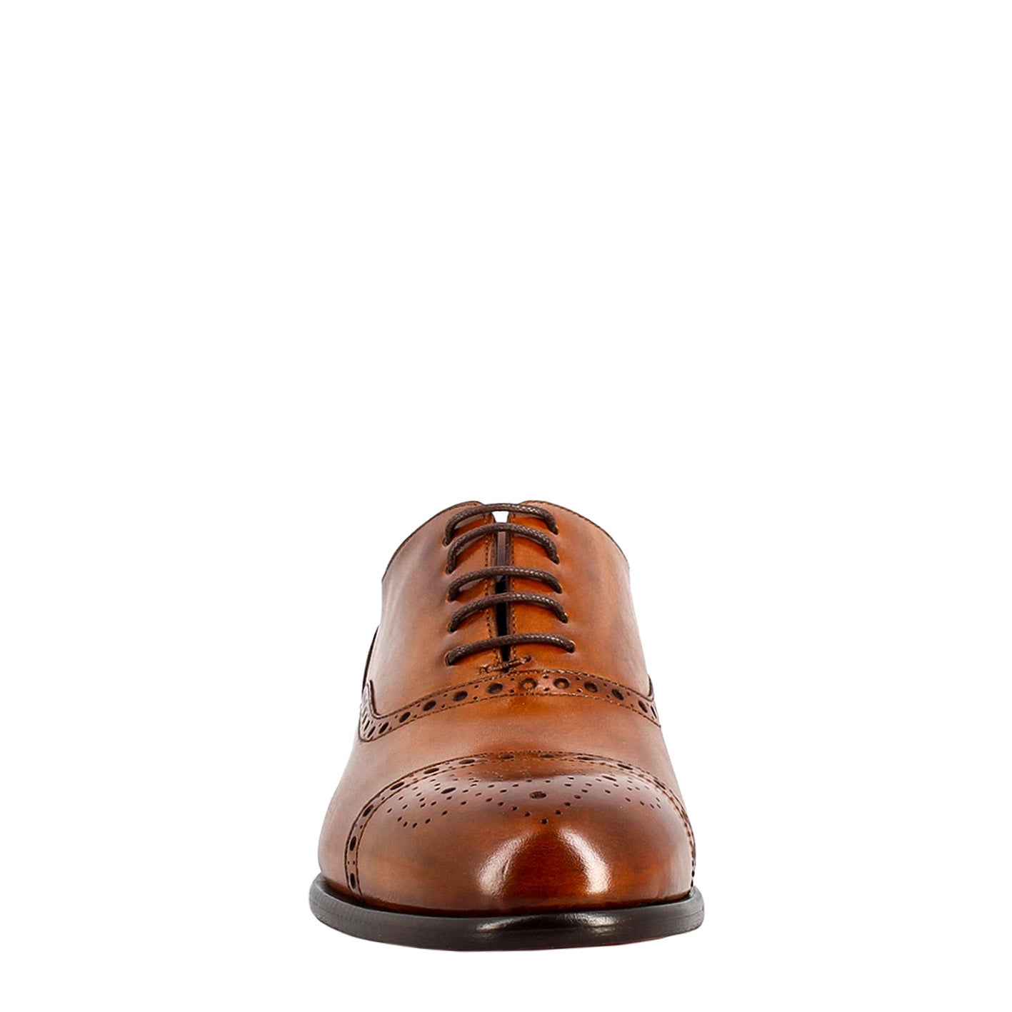 Men's elegant brown leather semi brogue oxford