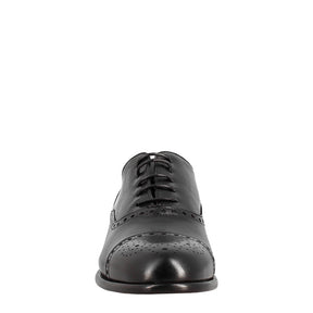 Elegant men's black leather semi brogue oxford