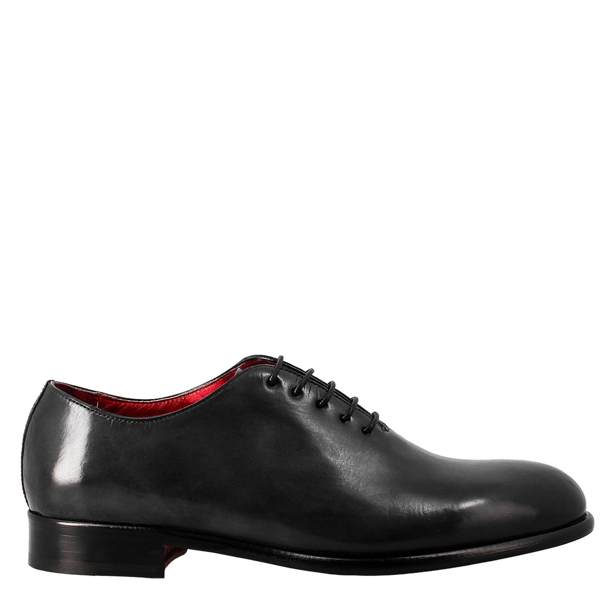 Men's elegant blue wholecut oxford in leather and red lining 