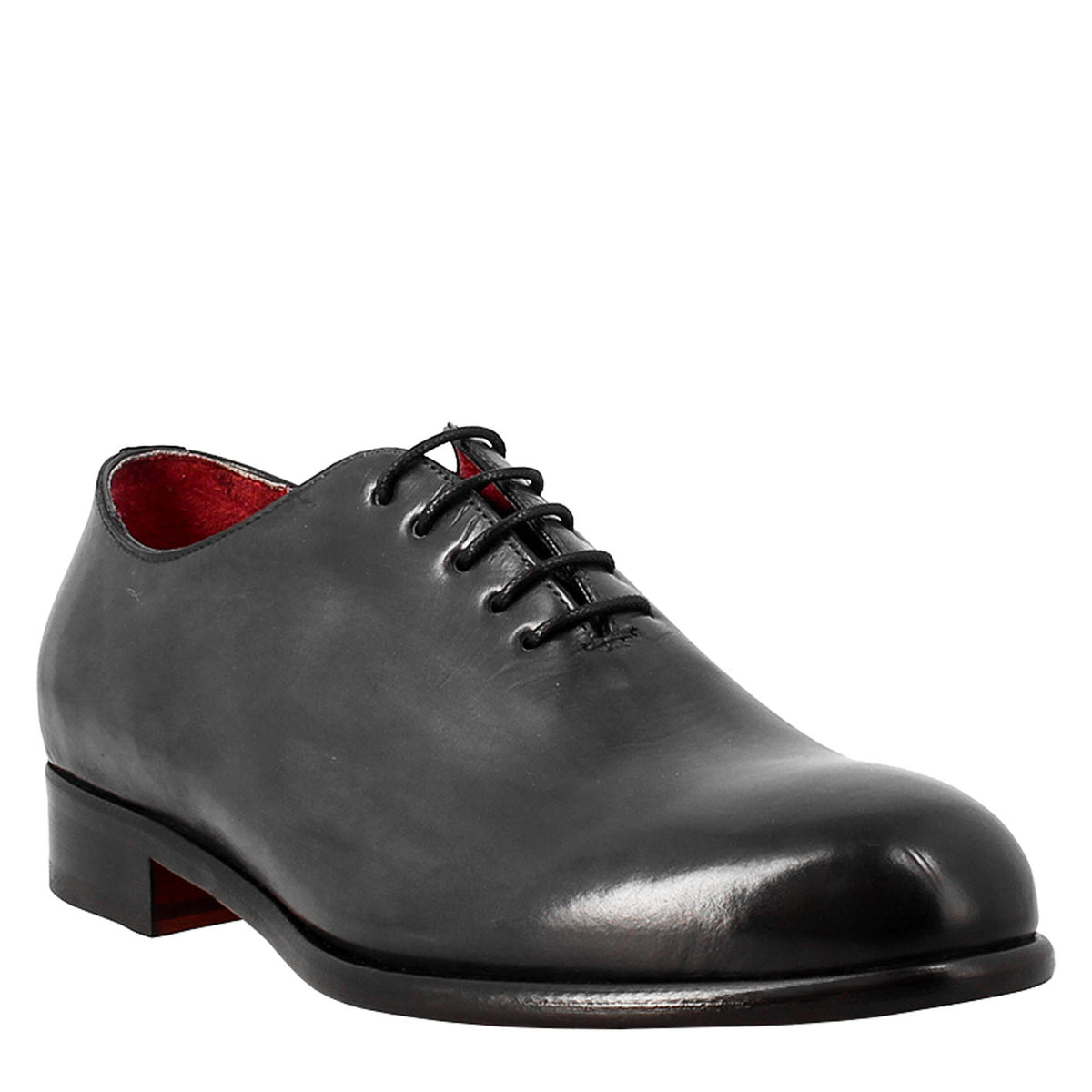 Men's elegant blue wholecut oxford in leather and red lining 