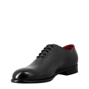 Men's elegant blue wholecut oxford in leather and red lining 