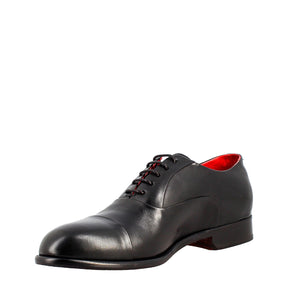 Men's elegant black oxford in leather and red lining