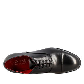 Men's elegant black oxford in leather and red lining