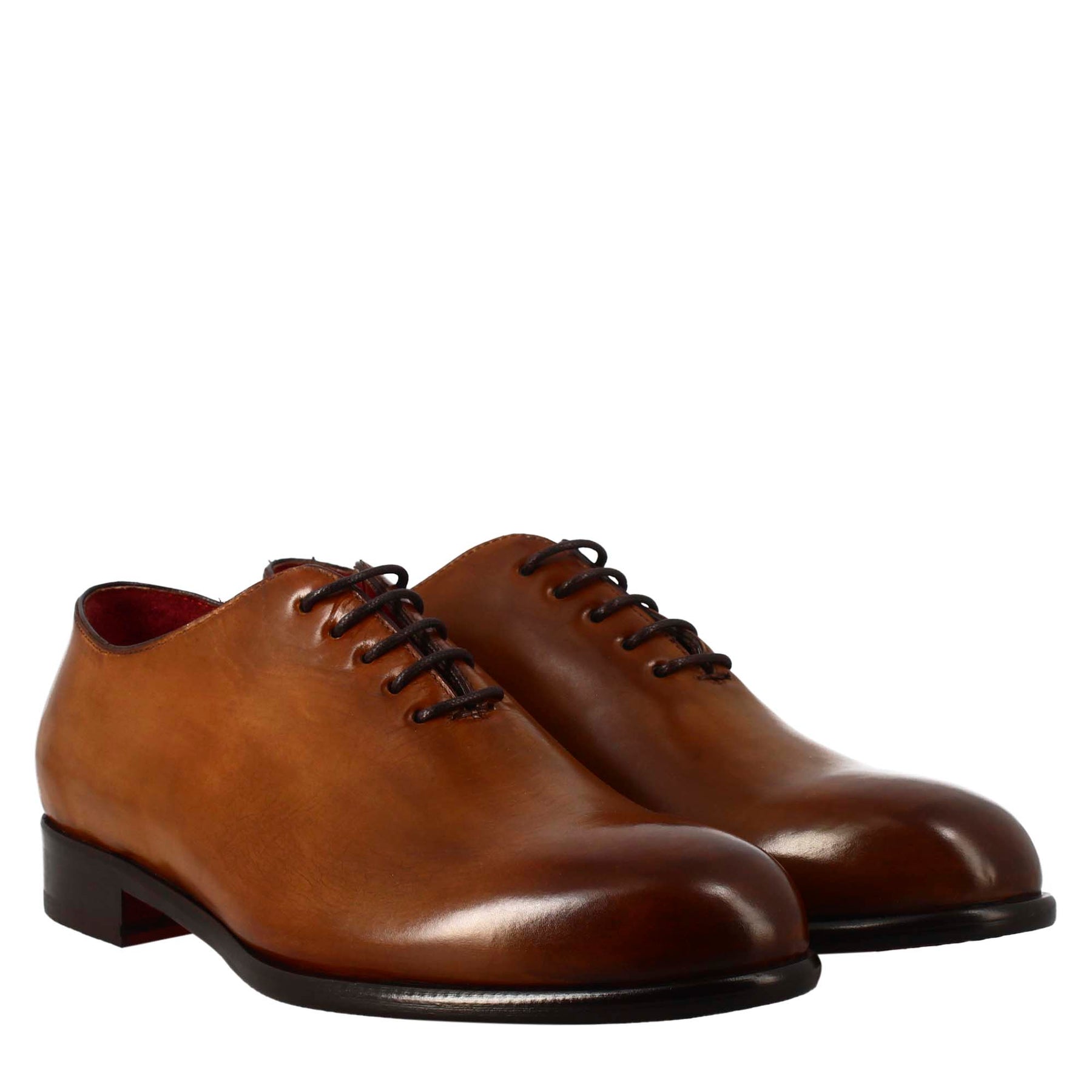 Men's elegant sienna brown wholecut leather oxford