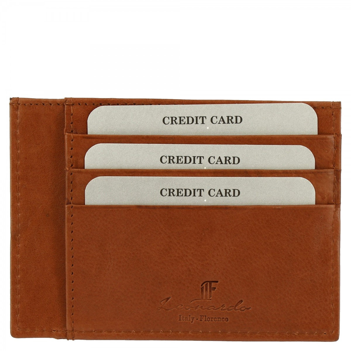 Red calfskin card holder, banknote compartments