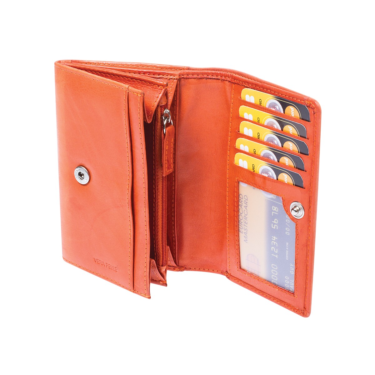 Women's wallet sauvage orange calfskin for cards banknotes coins
