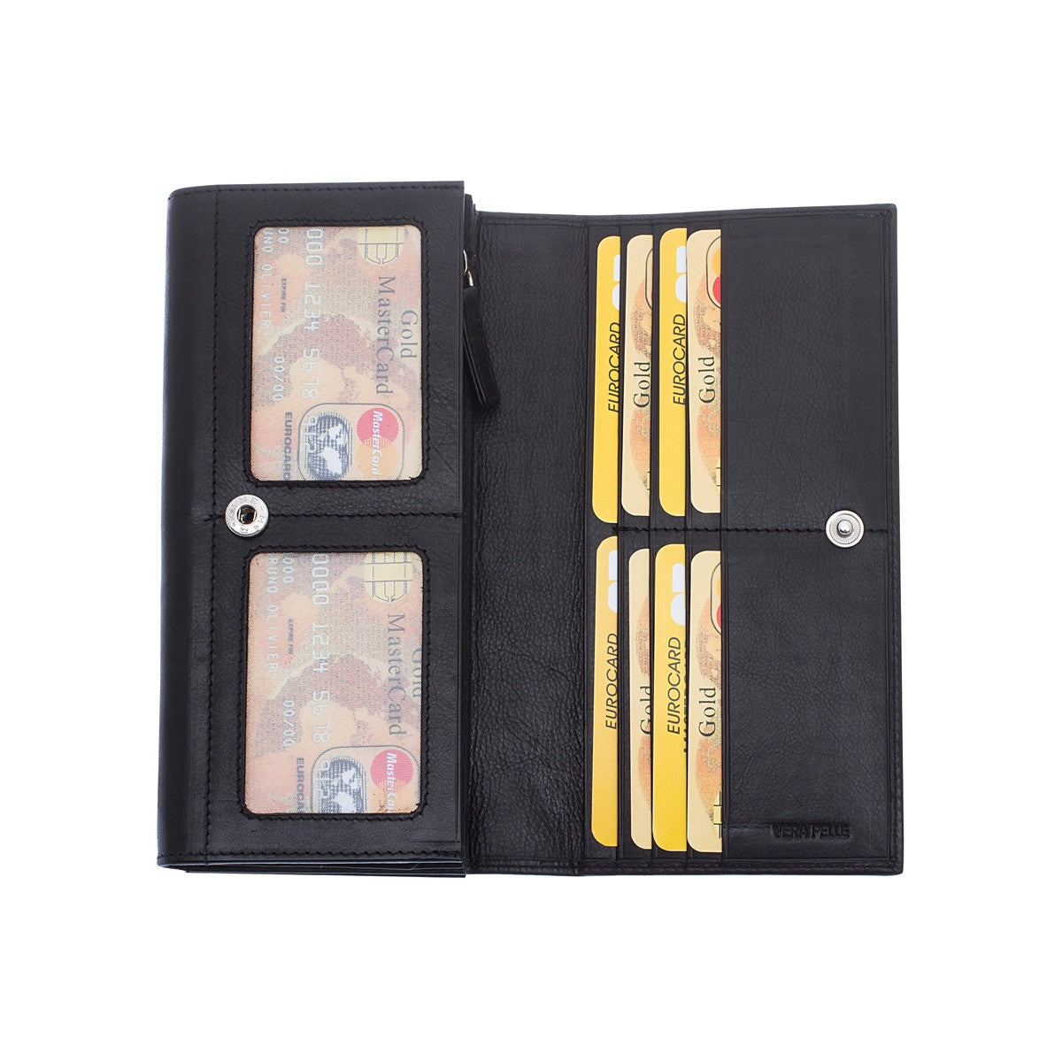 Women's wallet sauvage black calfskin handmade card holder pockets banknotes