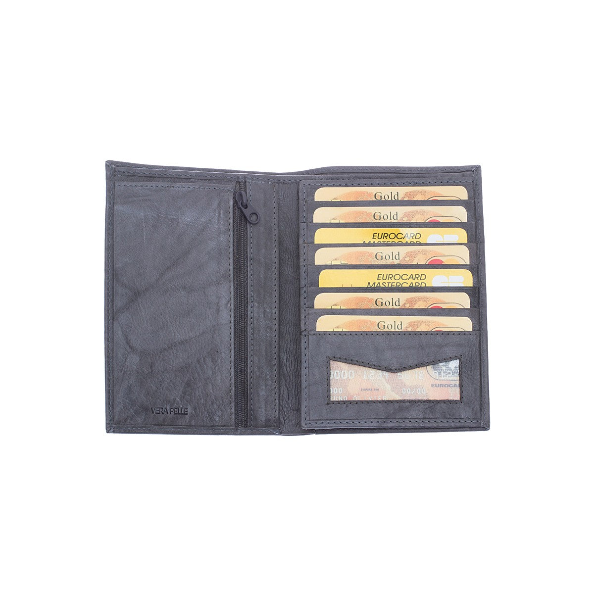 Sauvage men's wallet in blue calf leather for banknote cards and side flap