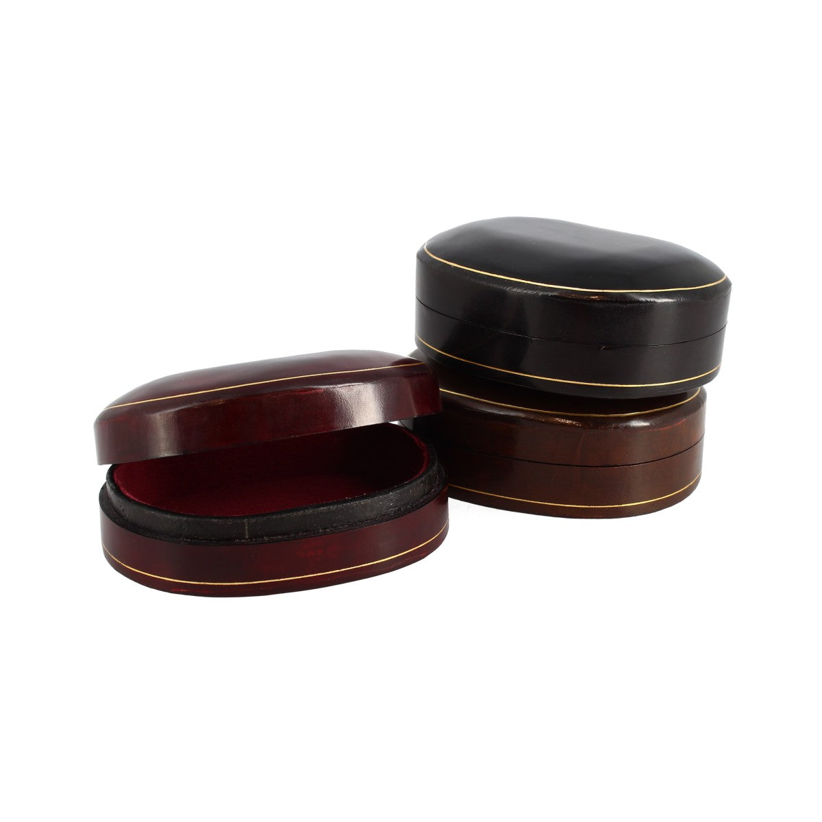 Portagioie ovale fatto in cuoio per gioielli disponibile in vari colori