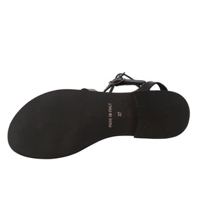 Römische Damen-Sandalen aus schwarzem Leder