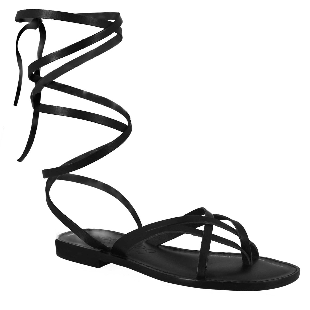 Eclipse sandals for women in ancient Roman style in black leather 