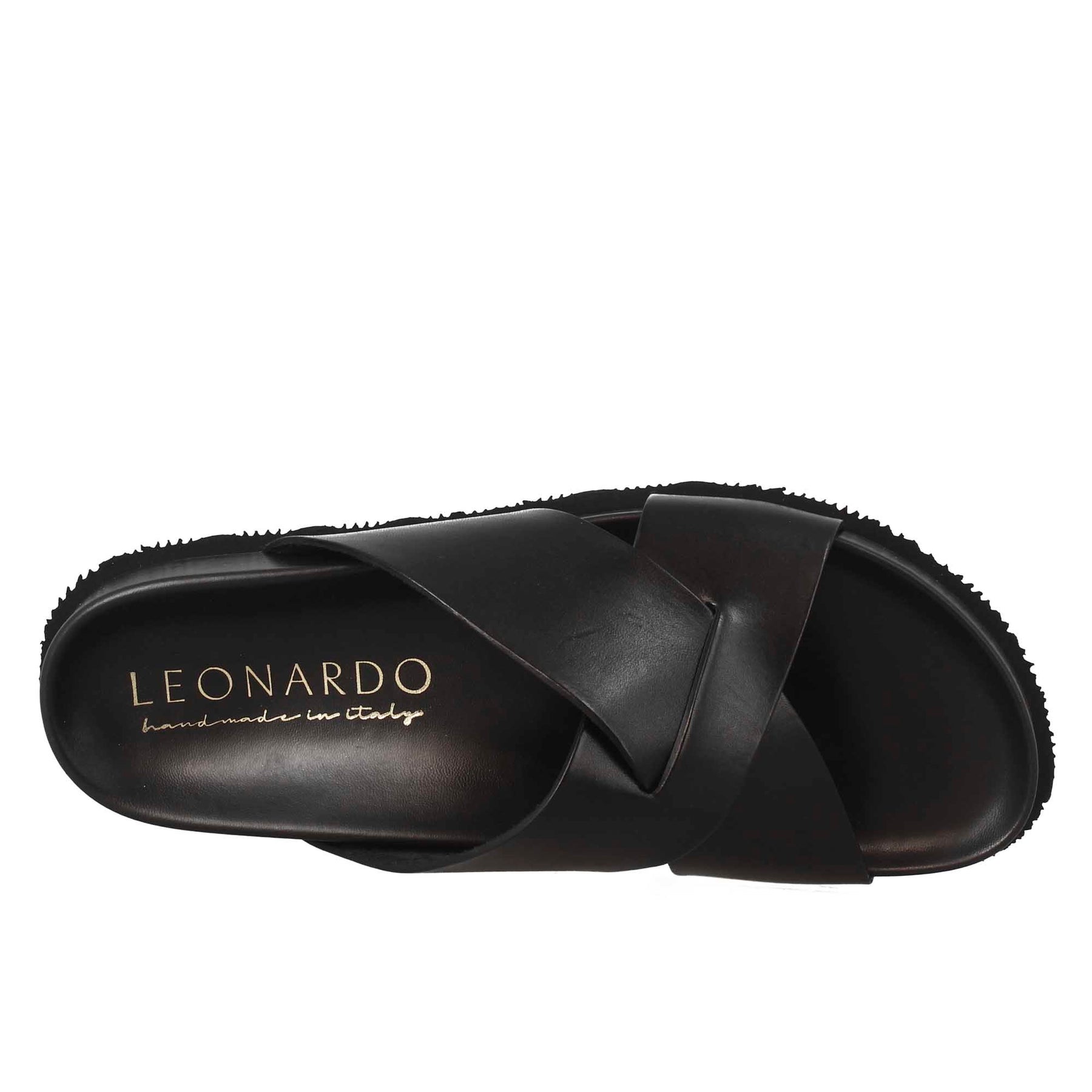 Black open back leather sandals for men