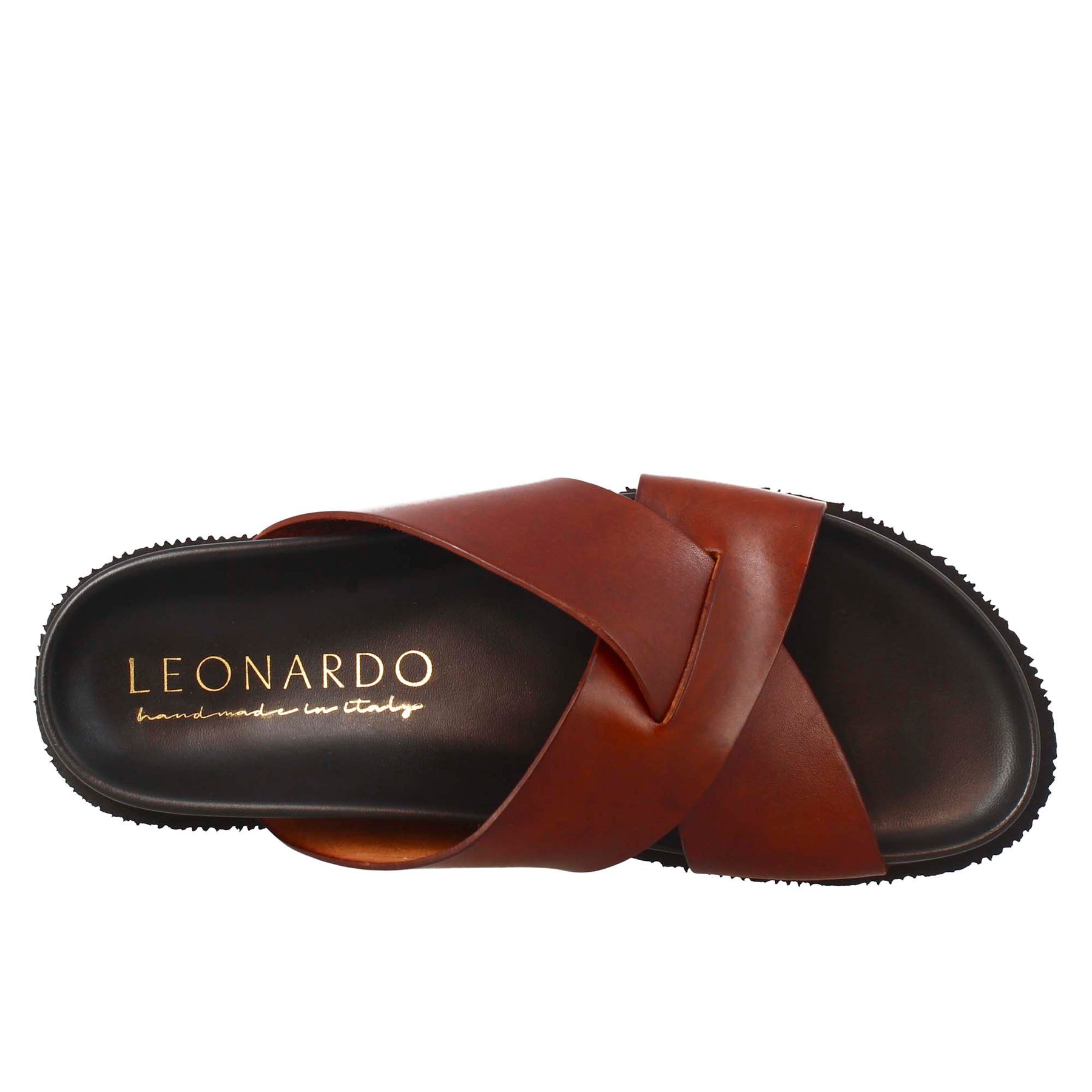 Sandales pour hommes en cuir marron à dos ouvert