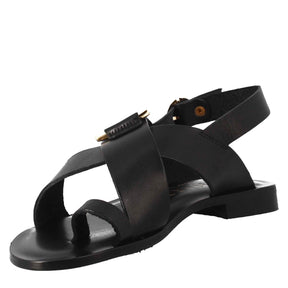 Sandales tongs pour femmes en cuir noir
