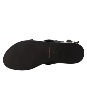 Women's thong sandals in black leather