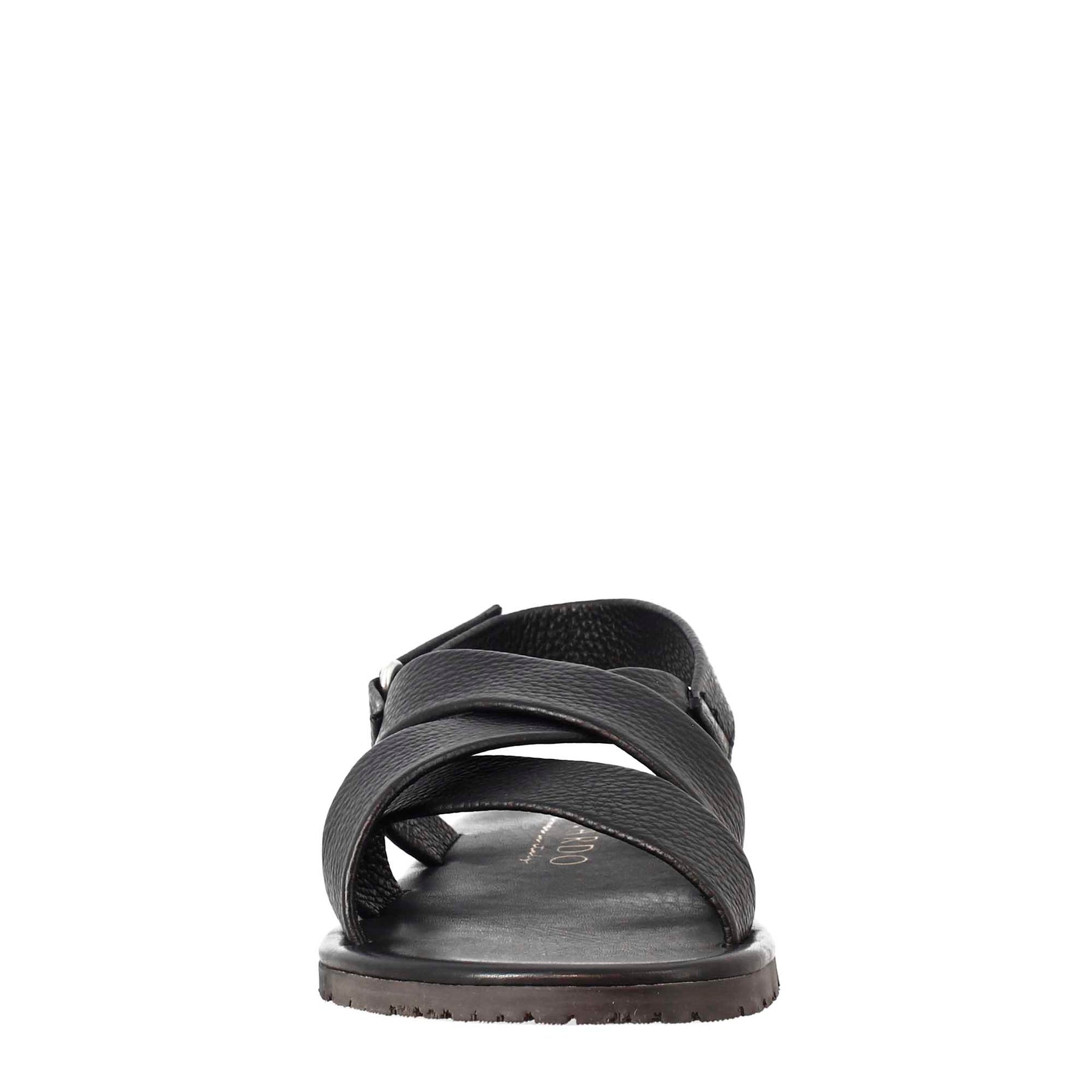 Handmade men's sandals in black leather with velcro closure