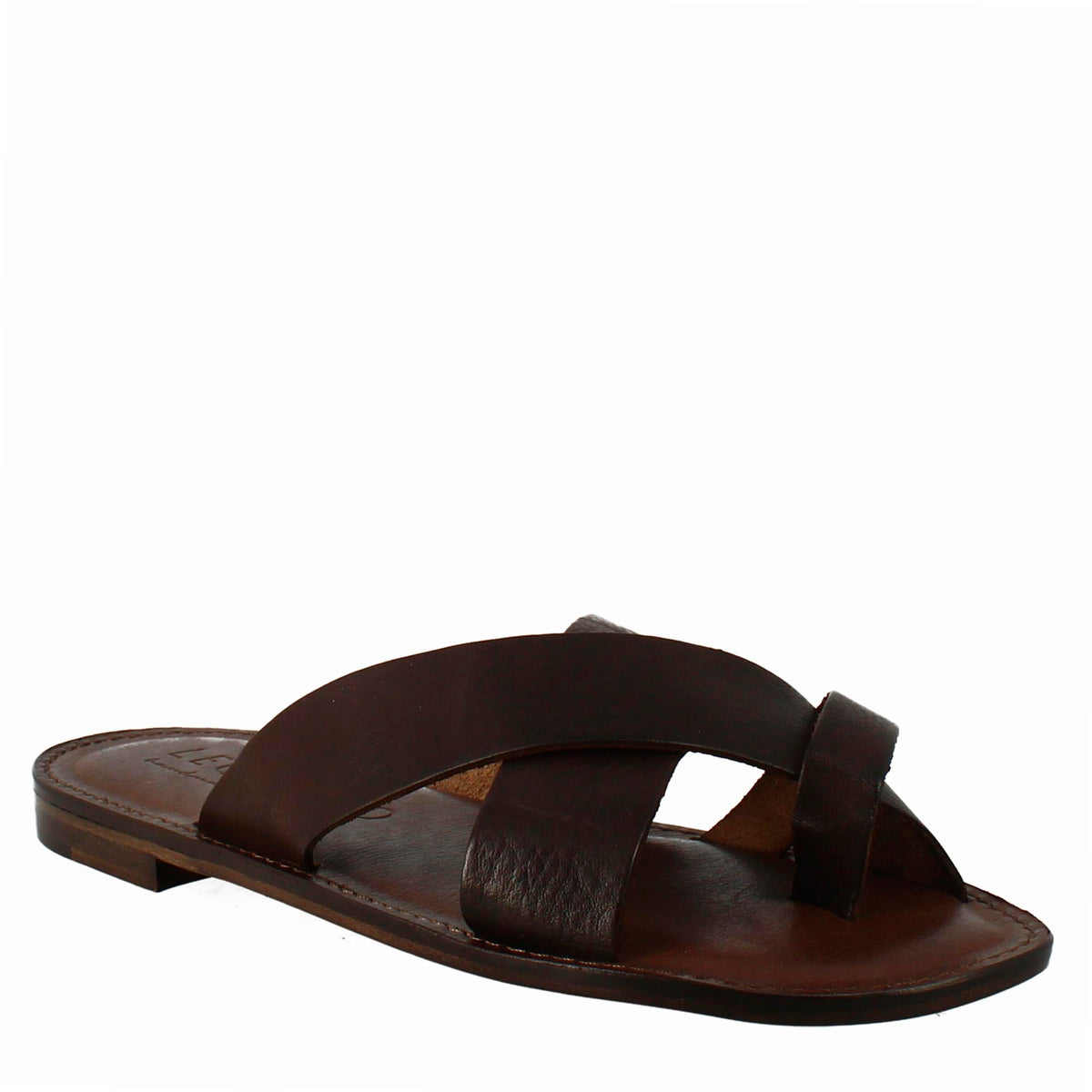 Sandales spartiates en cuir marron café pour homme 