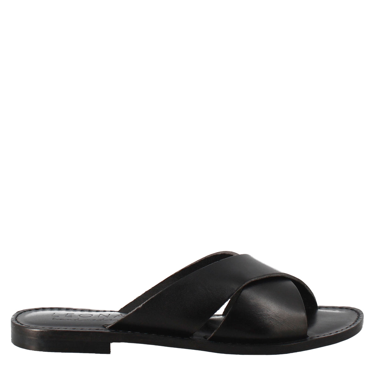 Incanto women's sandals in ancient Roman style in black leather 