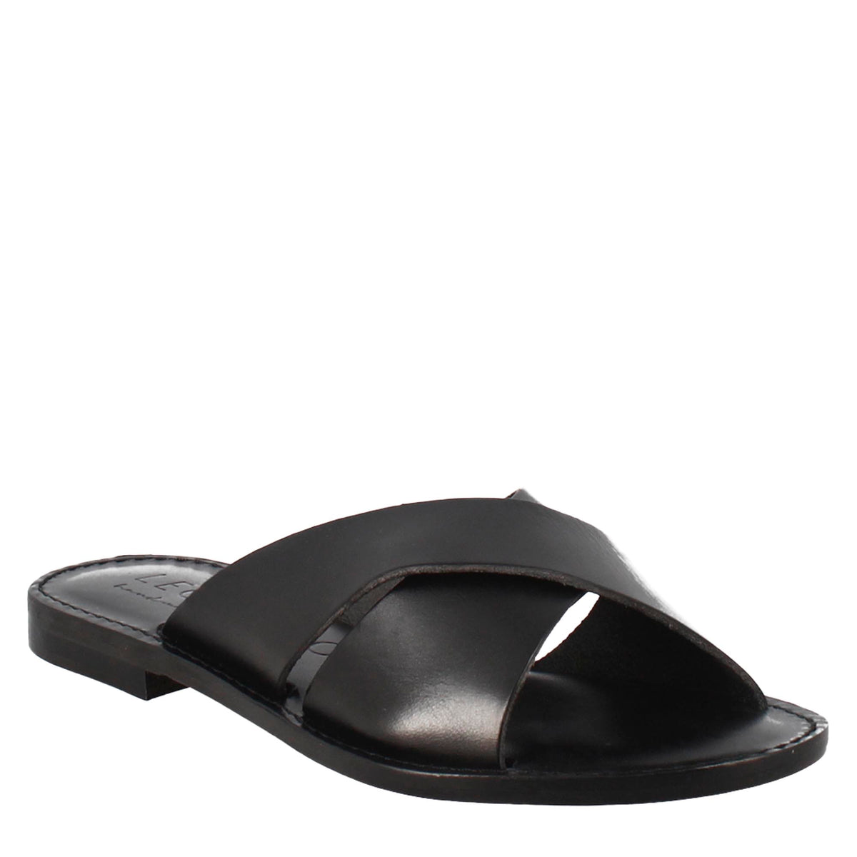 Incanto women's sandals in ancient Roman style in black leather 