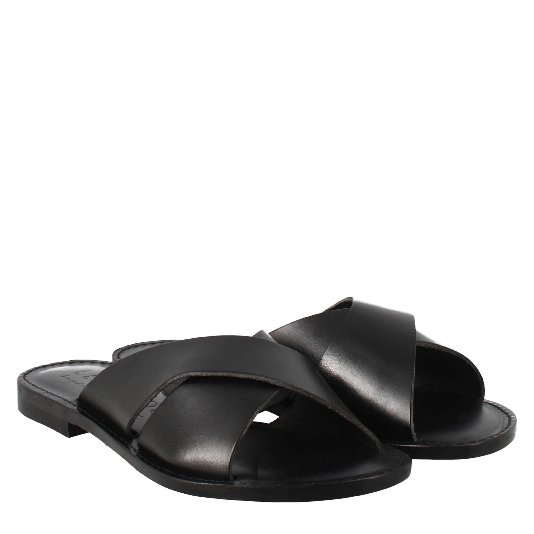 Sandales pour femmes Incanto de style romain antique en cuir noir 