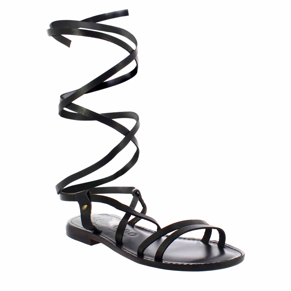 Ancient Roman style Lumina women's sandals in black leather 