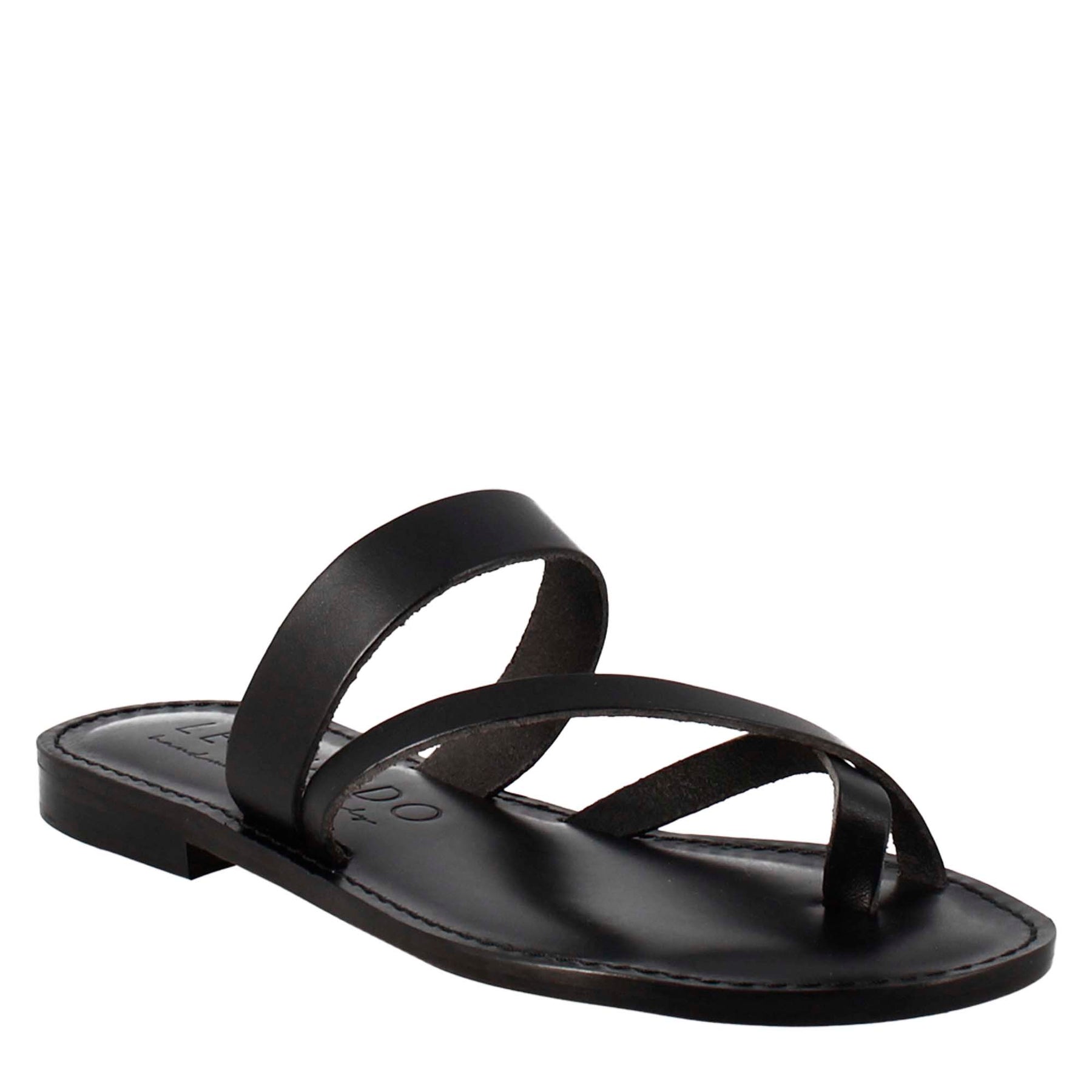 Ancient Roman style Nebula women's sandals in black leather 