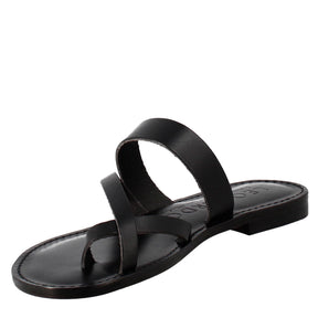 Ancient Roman style Nebula women's sandals in black leather 
