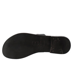 Sandales pour femmes Nebula de style romain antique en cuir noir 