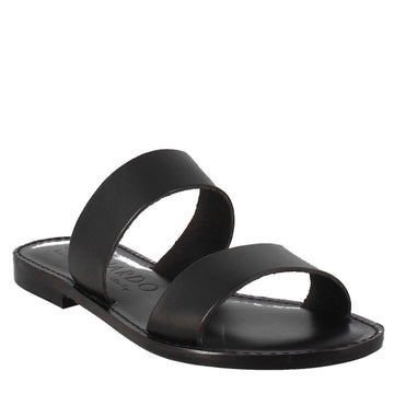 Sandali Nirvana da donna stile romano antico in pelle colore nero - LeonardoShoes