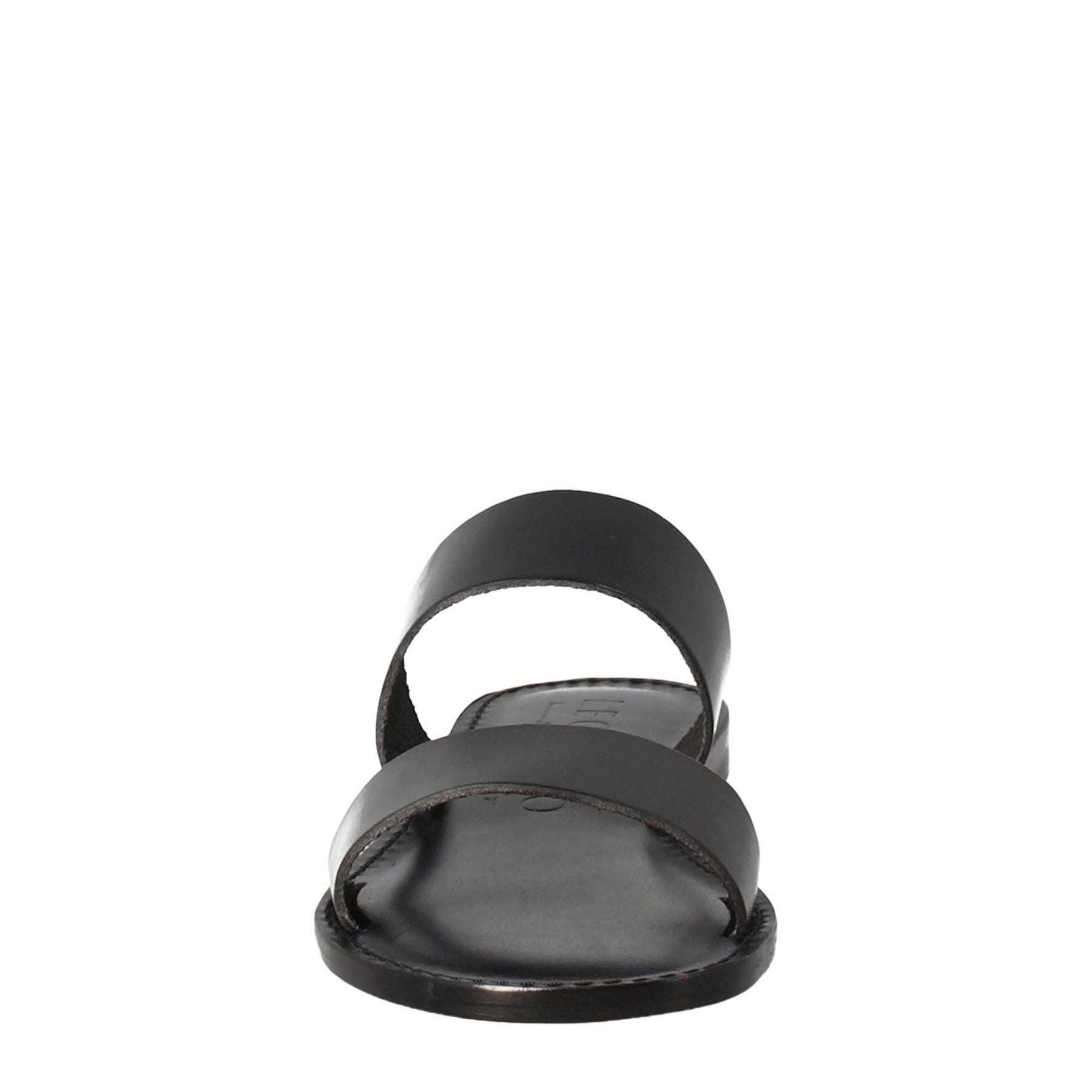 Nirvana women's sandals in ancient Roman style in black leather 