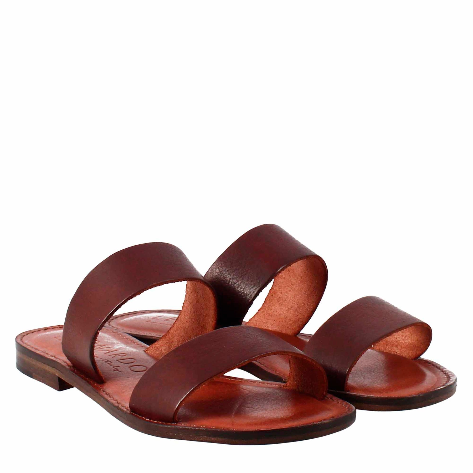 Sandales pour femmes Nirvana de style romain antique en cuir marron 