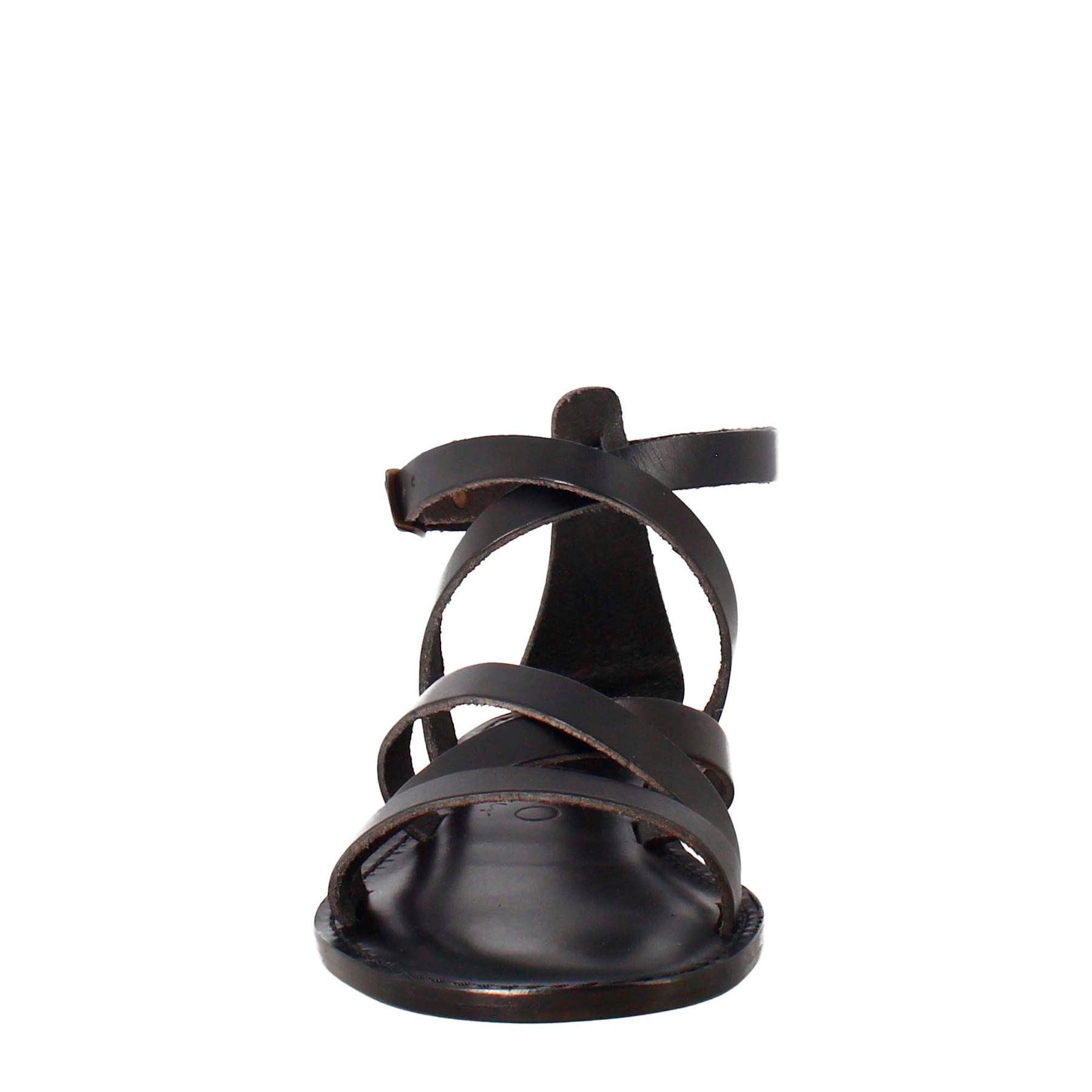 Sinfonia women's sandals in ancient Roman style in black leather 