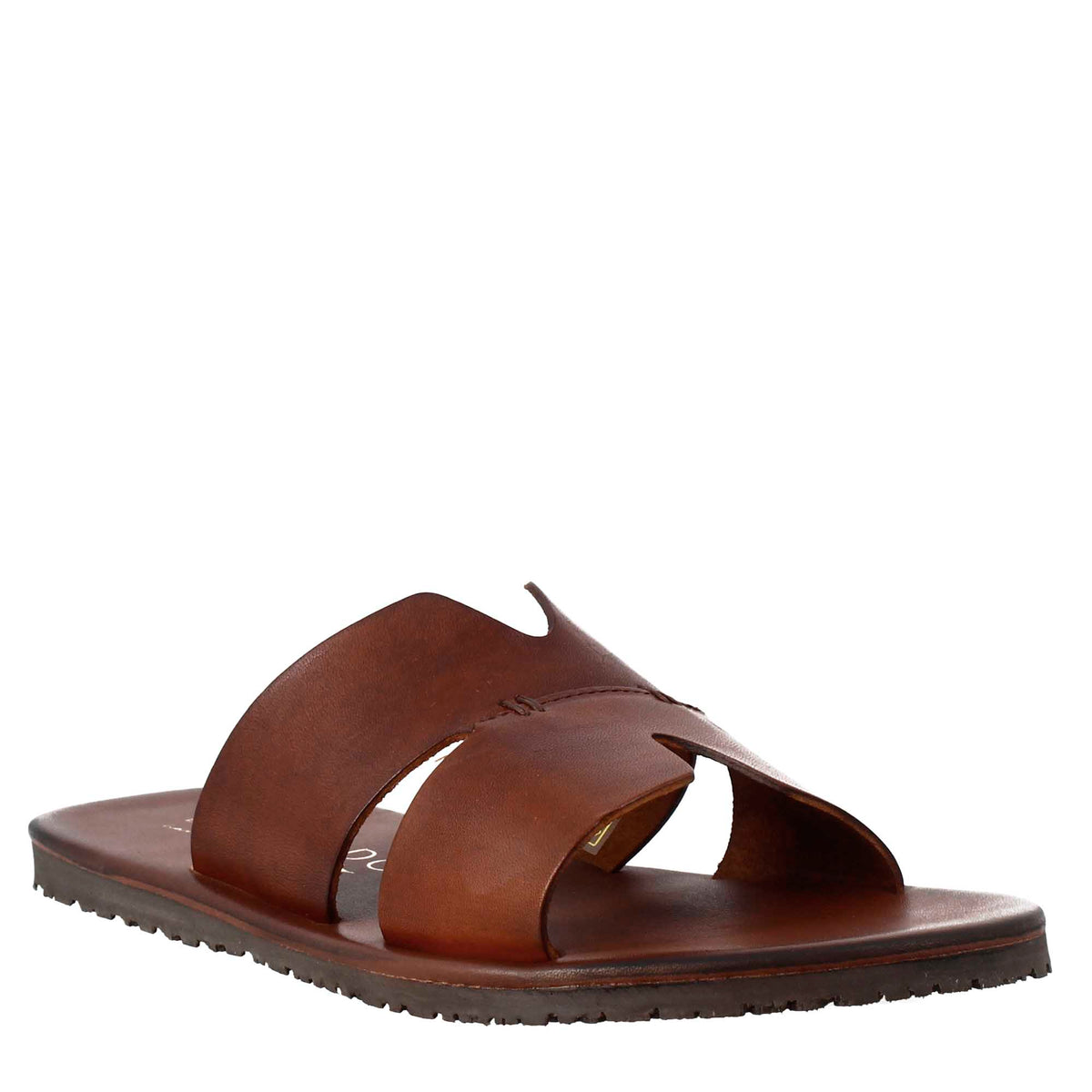 Sandales en forme de H pour hommes en cuir marron