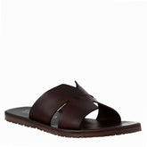 Men's H-shaped sandals in dark brown leather